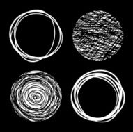 Set of White Hand Drawn Scribble Circles N7
