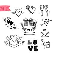 Hand-drawn vector illustration - I love you doodle icon set