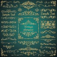 Vector Golden Glossy Luxury Hand Drawn Design Elements N3