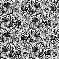Vector Seamless Monochrome Floral Pattern N263
