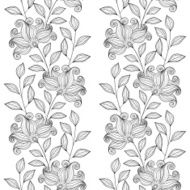Vector Seamless Monochrome Floral Pattern N264
