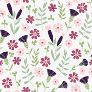 Seamless hand-drawn doodle floral pattern N8