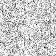 Vector seamless pattern waves and curls N5