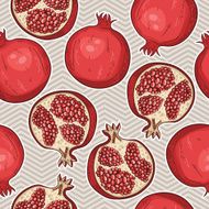 Seamless pattern with hand-drawn pomegranate N10