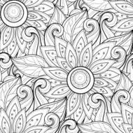 Vector Seamless Monochrome Floral Pattern N265