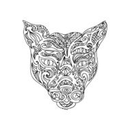 Wild cat head zentangle N2