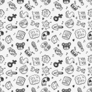 seamless doodle baby pattern background N45
