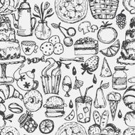 Hand drawn seamless pattern for kitchen theme Vector