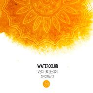 Orange watercolor brush wash with pattern - round doodle tribal