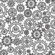 Steampunk seamless pattern of metal gears in doodle style N6