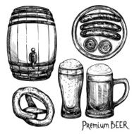 Beer Sketch Decorative Icon Set