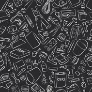Vector Doodle Seamless Pattern of House Remodel
