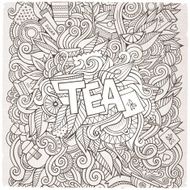 Tea hand lettering and doodles elements background N9