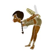 cartoon viking girl bowing N16