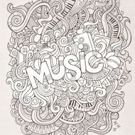 Music hand lettering and doodles elements background N5