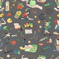 Colored seamless pattern with healthy lifestyle icons