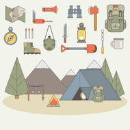 Icons for adventure in the style of flat