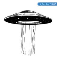 crop circle Ufo icon Pencil drawing sketch Vector illustration N10