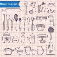 Set of hand drawn tems for baking