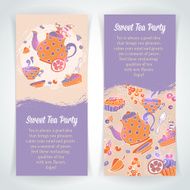 Elegant set of hand drawn tea and cakes banners N2
