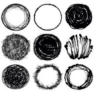 Vector set of grunge circles for frames icons design elements