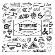Set of catchwords ampersands and other vector elements sketches