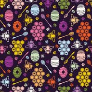 Seamless pattern with bees and honey N4