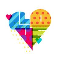 Vector romantic background multicolor heart with pattern
