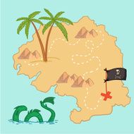 Hand drawn vector illustration - treasure map and design elements N7