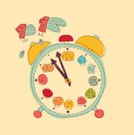 Time management metaphor flies hours color