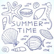Set of Summer Sketches Hand Drawn in Pencil N3