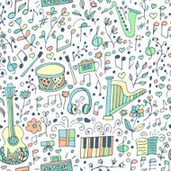 Vector seamless musical pattern hand drawn doodles N5