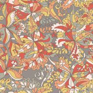 Abstract hand-drawn wave floral pattern N86