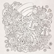 Doodles abstract decorative summer sketch background N5