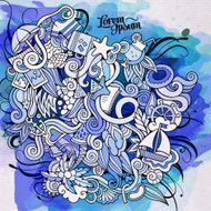 Summer doodles elements watercolor art background N5