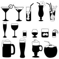 Vector Set of Cocktails and Alcohol Drinks N2