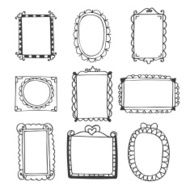 Set of hand drawn frames Vintage photo frames on white