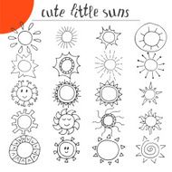Hand drawn cute little suns Doodle set