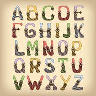 Sketch alphabet font colored N2