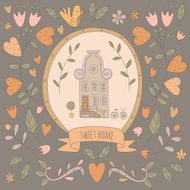 Doodle illustration with a typical Dutch house N2