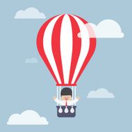 Businessman in hot air balloon