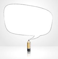 Wooden Lead Pencil Drawing Irregular Speech Balloon