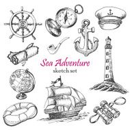Vector collection of Sea Adventure in sketch style