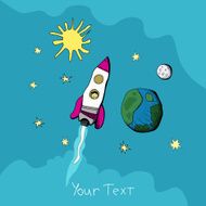 Child&#039;s drawing of a rocket vector illustrations N2