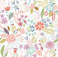 Seamless Floral colorful hand drawn pattern Vector illustration