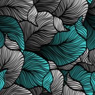Retro seamless pattern with abstract doodle leaves N5