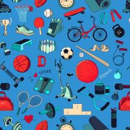 Colored Hand drawn Fitness Sport doodle pattern N2