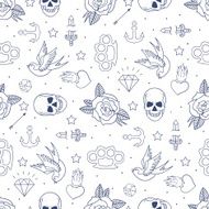 Old School Tattoo Seamless Pattern N3