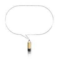 Wooden Lead Pencil Drawing Square Speech Balloon N2