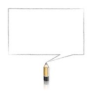 Wooden Lead Pencil Drawing Rectangular Speech Balloon
